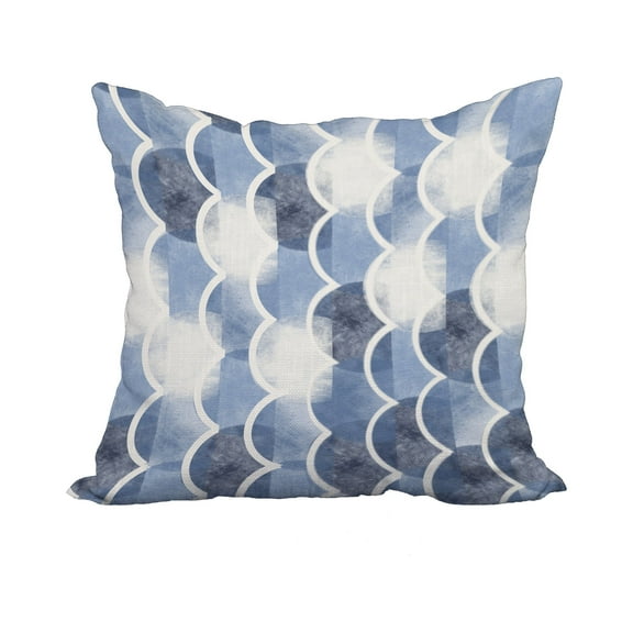 18 x 18 Inch Zircoland Blue Geometric Print Decorative Polyester Throw Pillow with Linen Texture