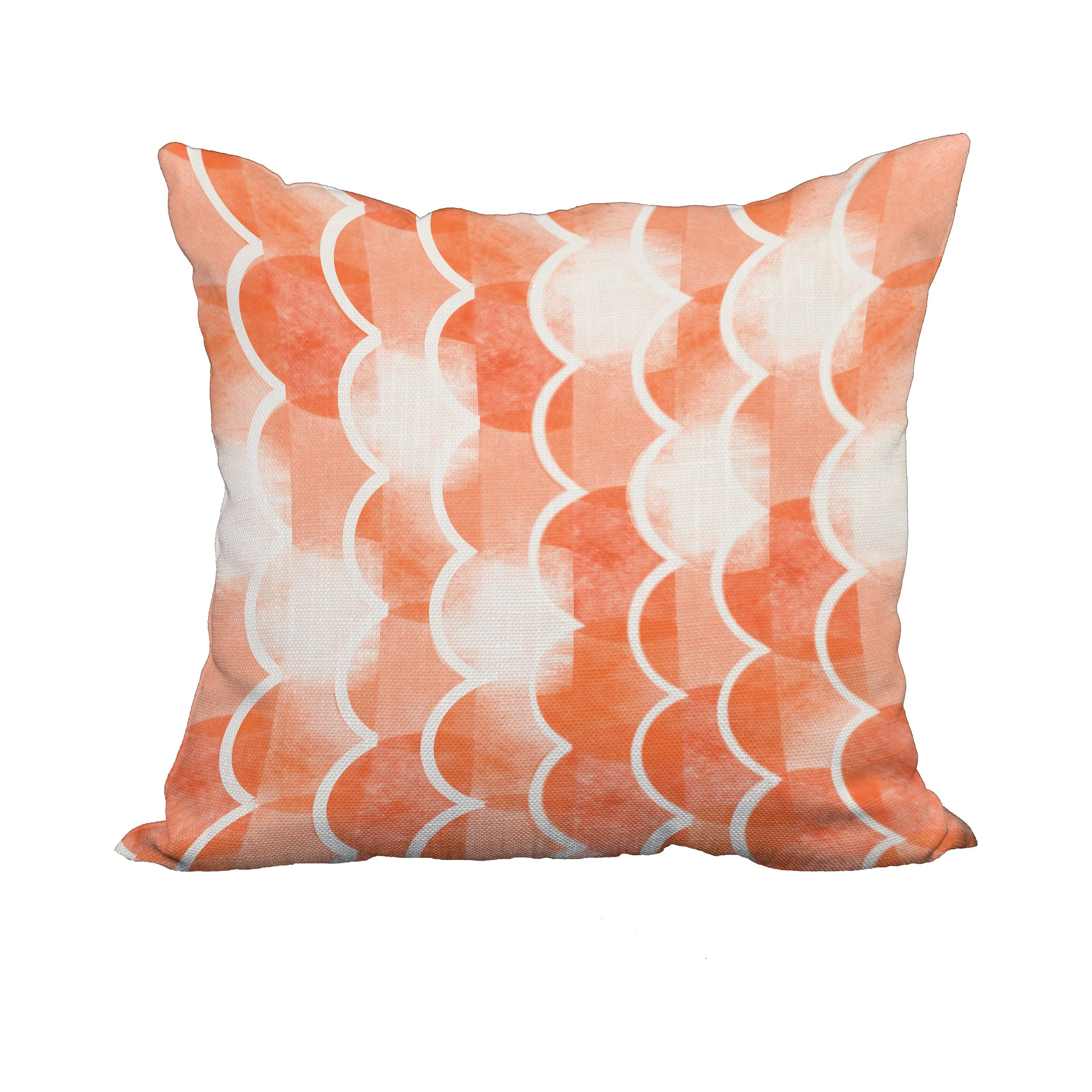 18 x 18 Inch Zircoland Orange Geometric Print Decorative Polyester Throw Pillow with Linen Texture