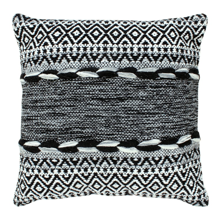 18 x 18 Jacquard Square Decorative Cotton Accent Throw Pillow with