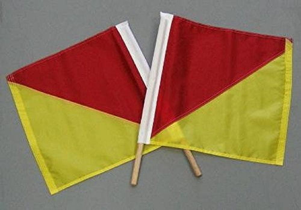 18" x 18" Official Semaphore Signal Flag Set, Sets Include 2 Authentic Nylon Signal Flags Mounted on 24" Wood Poles, Made in USA