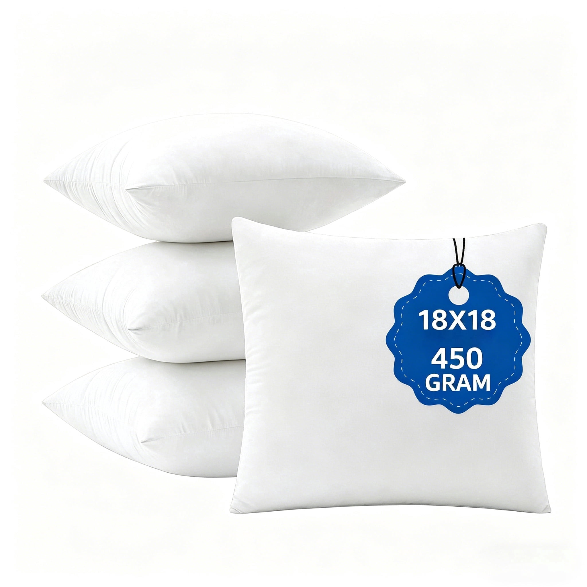 18 x 18 Pillow Inserts(Set of 4), White Square Decorative Throw Pillow Forms for Couch & Bed