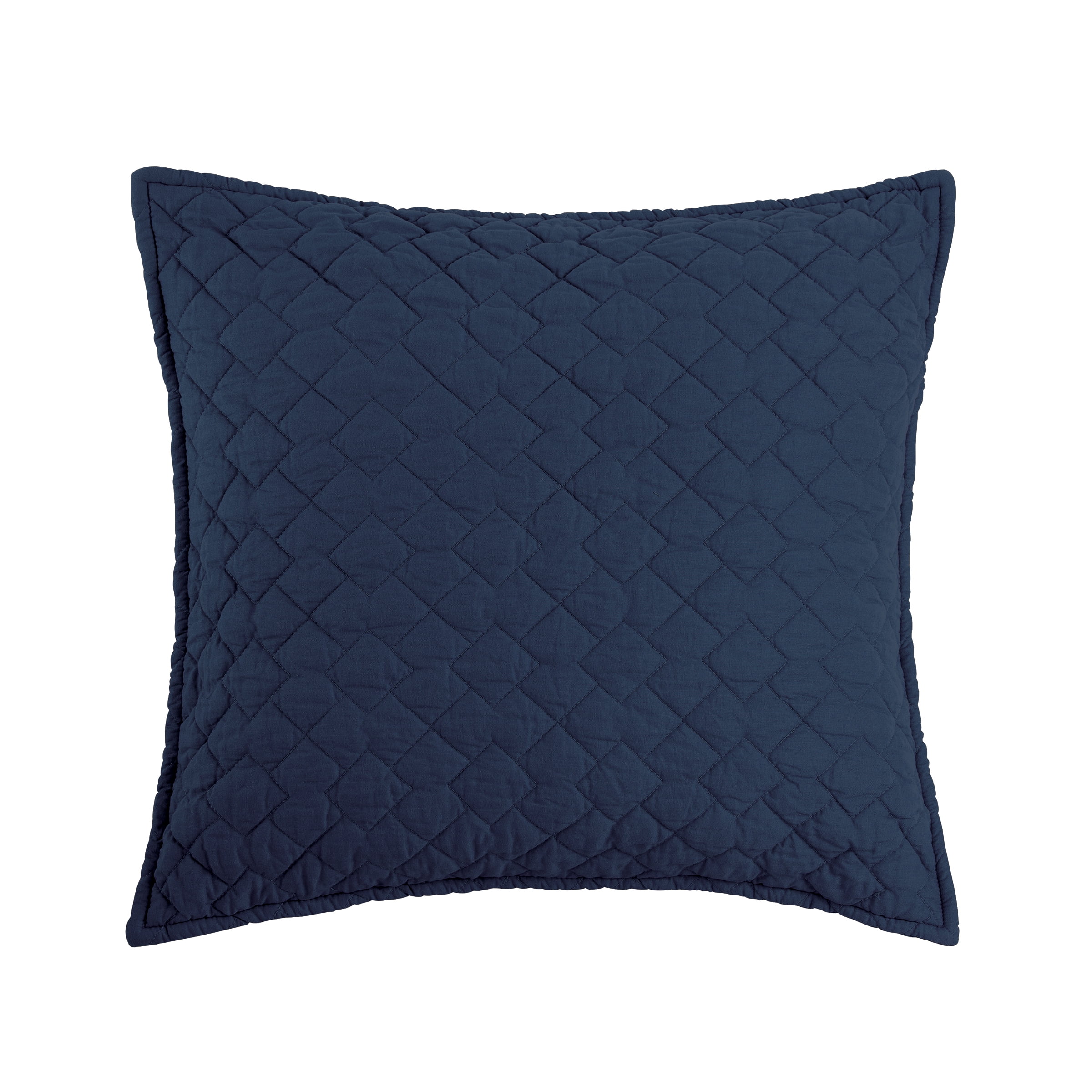 Regent Indigo Blue Cotton Quilted Patriotic Square Throw Pillow
