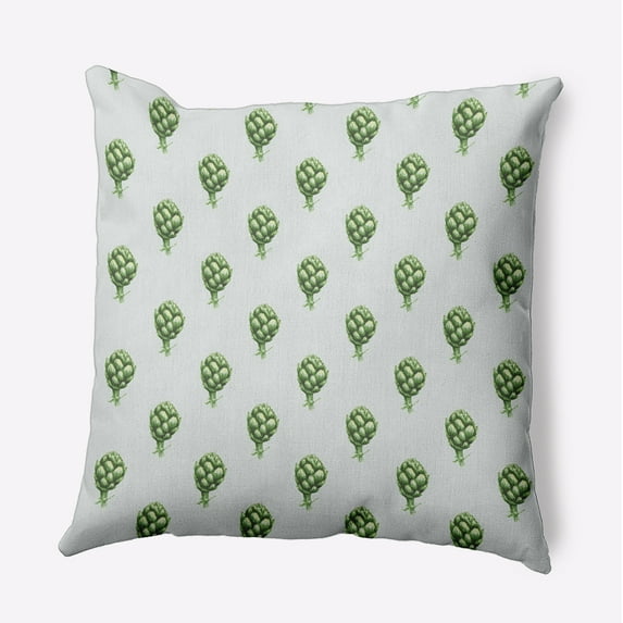 18" x 18" Simply Daisy Artichokes Pattern Polyester Indoor/Outdoor Pillow, Pale Green Qty 1