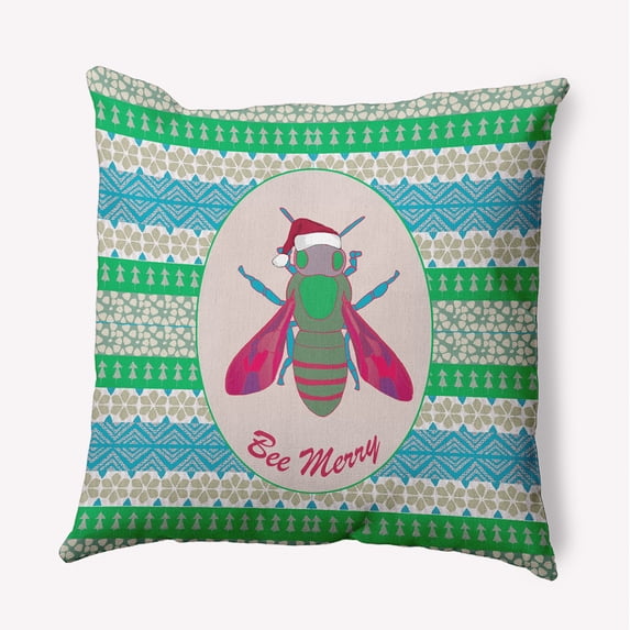 18" x 18" Simply Daisy Bee Merry Polyester Accent Pillow, Bright Green Qty 1