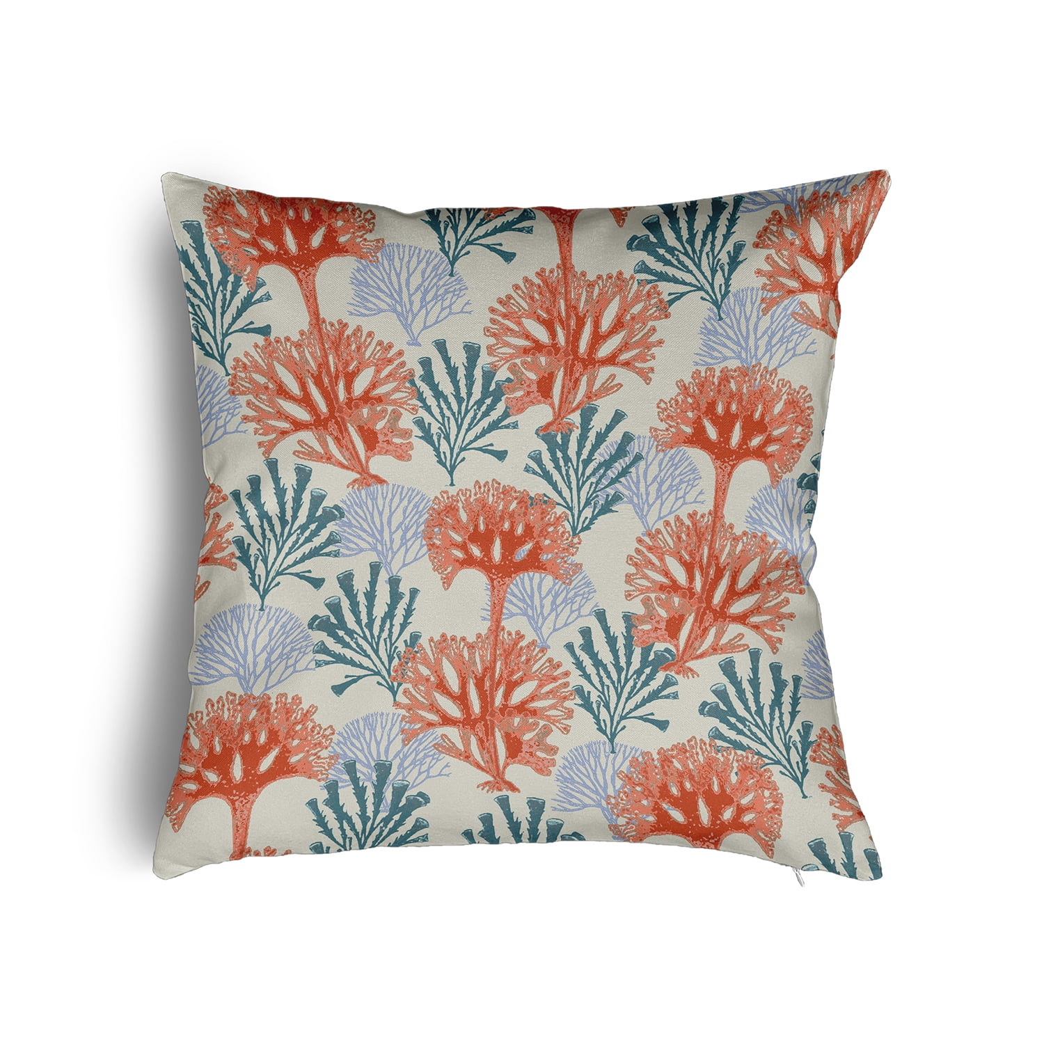 18" x 18" Simply Daisy Blooms and Branches Poly Pillow with Zipper, Surf Board Orange Qty 1