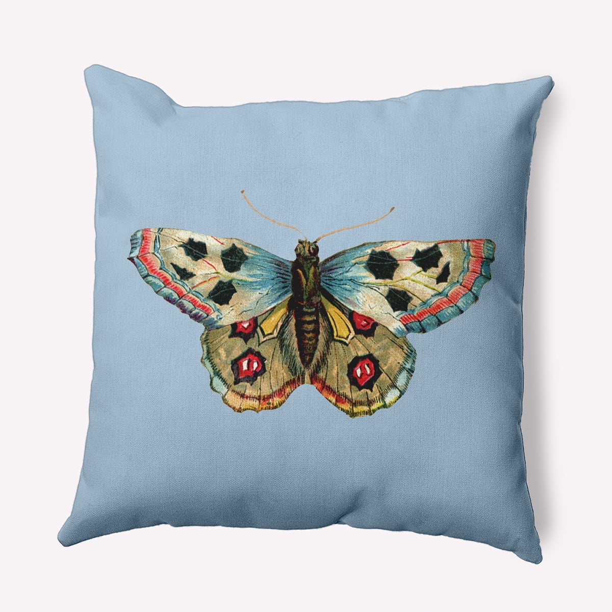 18" x 18" Simply Daisy Brush foot Butterfly Indoor/Outdoor Pillow, Lighter than Air Blue Qty 1