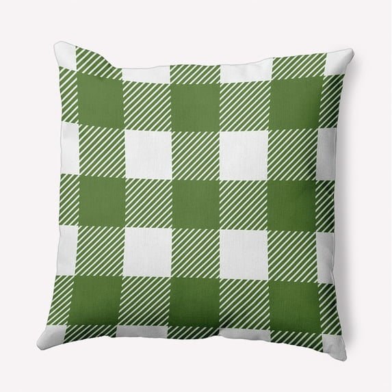 18" x 18" Simply Daisy Buffalo Plaid Polyester Accent Pillow, Scallion Qty 1
