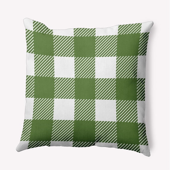 18" x 18" Simply Daisy Buffalo Plaid Polyester Indoor/Outdoor Pillow, Scallion Qty 1