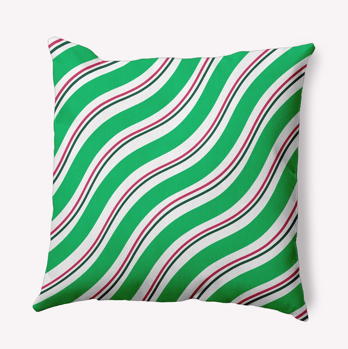 18" x 18" Simply Daisy Candy Stripes Polyester Accent Pillow, Bright Green Qty 1