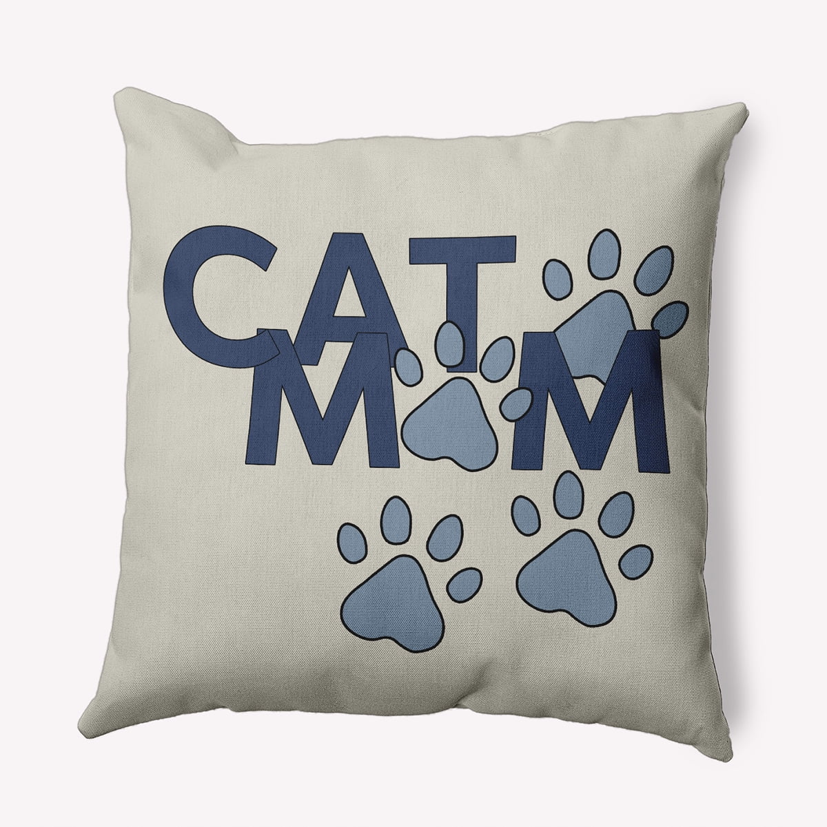 18" x 18" Simply Daisy Cat Mom Indoor/Outdoor Pillow, Dusty Smoke Blue Qty 1