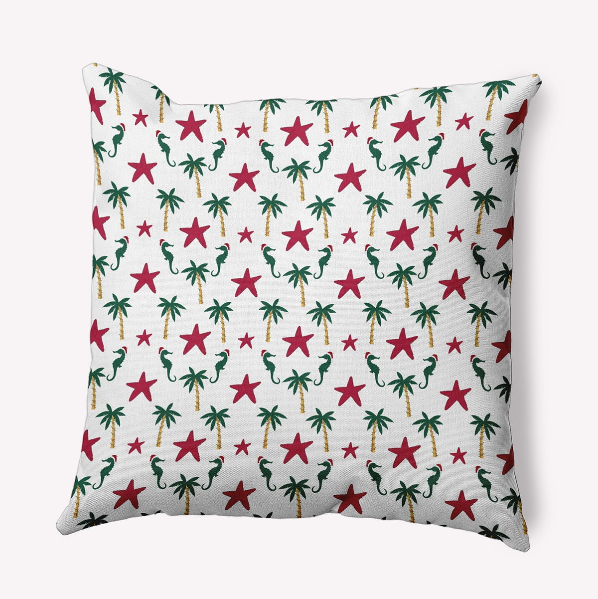 18" x 18" Simply Daisy Christmas Beach Pattern Polyester Accent Pillow, Christmas Pink Qty 1
