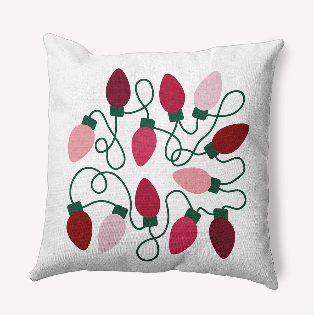 18" x 18" Simply Daisy Christmas Lights Polyester Accent Pillow, Deep Pink Qty 1
