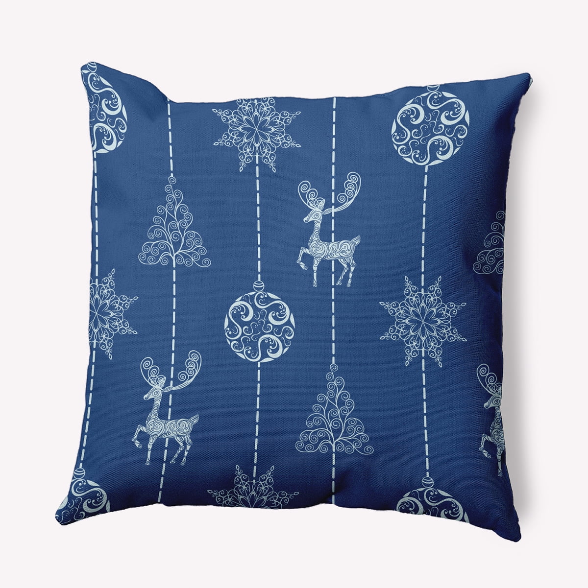 18" x 18" Simply Daisy Christmas Lines Polyester Indoor/Outdoor Pillow, Dark Cobalt Qty 1