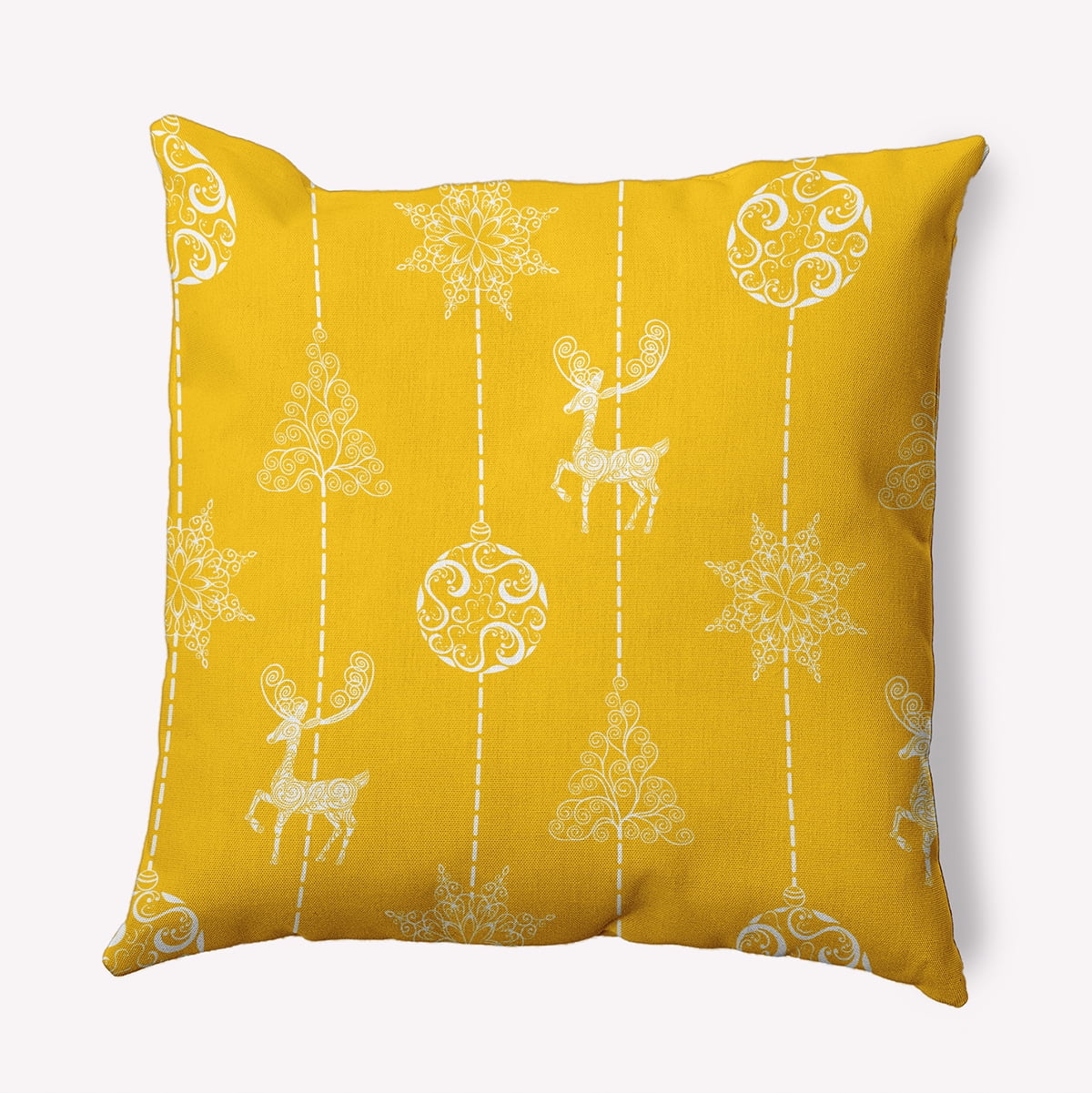18" x 18" Simply Daisy Christmas Lines Polyester Indoor/Outdoor Pillow, Yahoo Yellow Qty 1