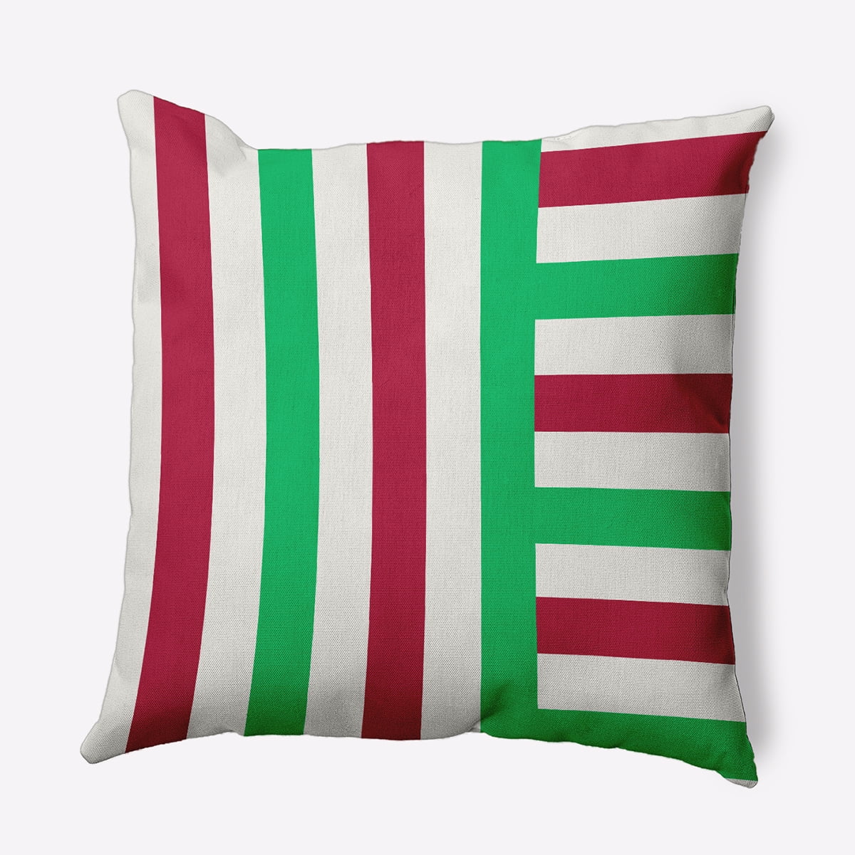 18" x 18" Simply Daisy Christmas Stripes Polyester Accent Pillow, Bright Green Qty 1