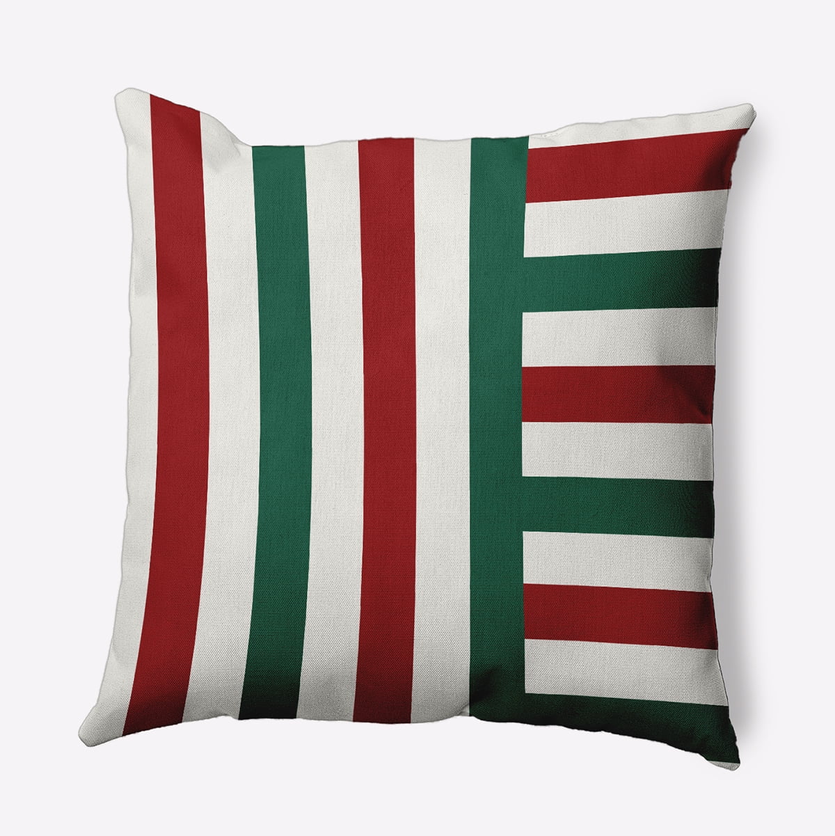 18" x 18" Simply Daisy Christmas Stripes Polyester Accent Pillow, Forest Green Qty 1