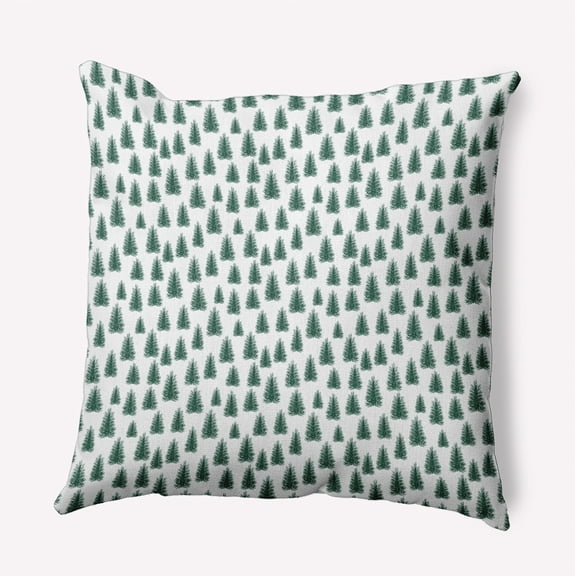 18" x 18" Simply Daisy Christmas Trees Pattern Polyester Accent Pillow, Forest Green Qty 1
