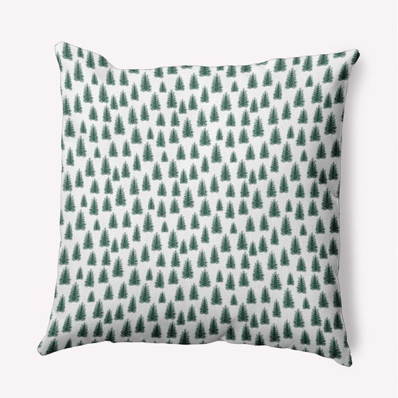 18" x 18" Simply Daisy Christmas Trees Pattern Polyester Indoor/Outdoor Pillow, Forest Green Qty 1
