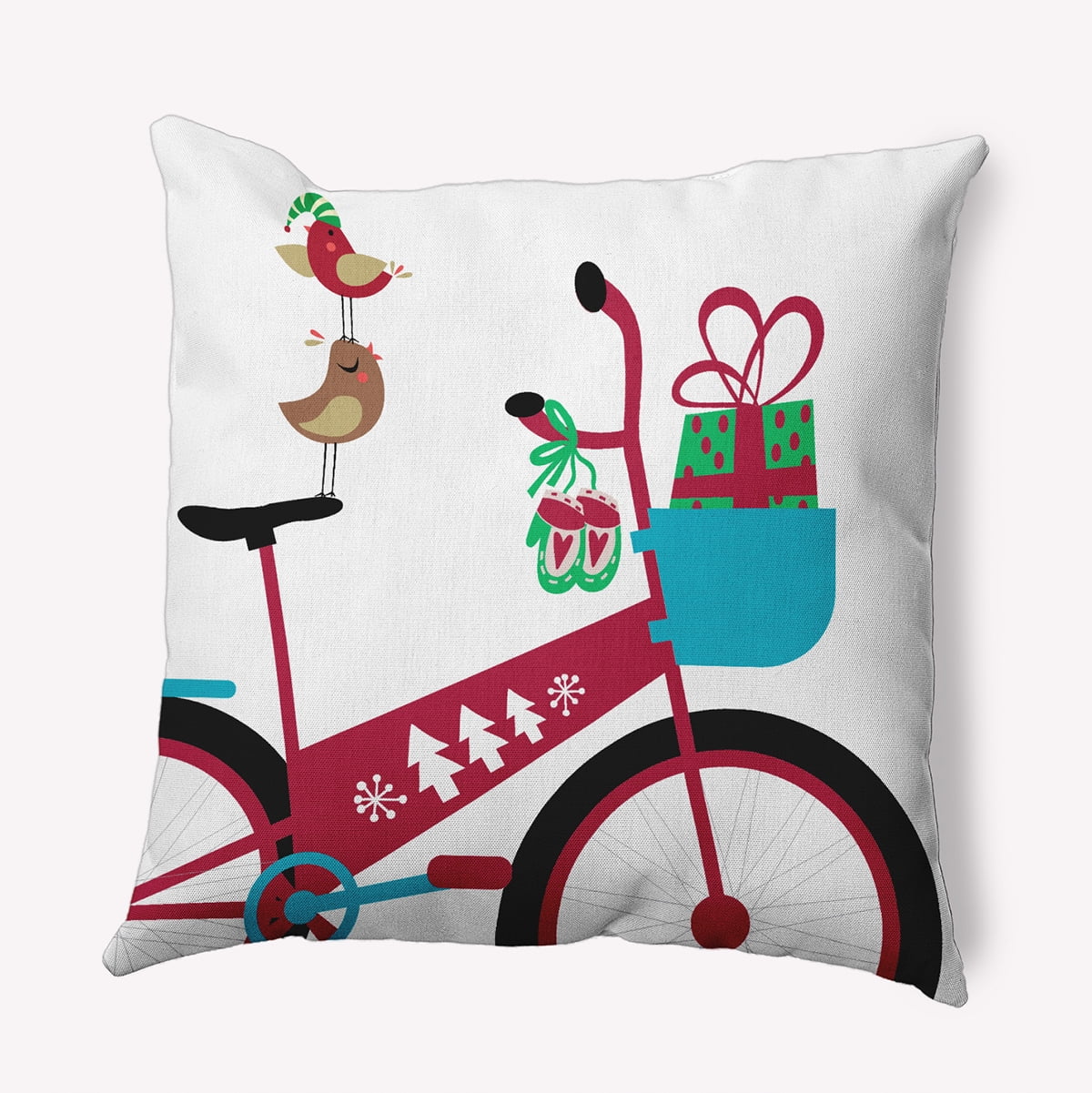 18" x 18" Simply Daisy Close Up Bike Polyester Indoor/Outdoor Pillow, Christmas Pink Qty 1