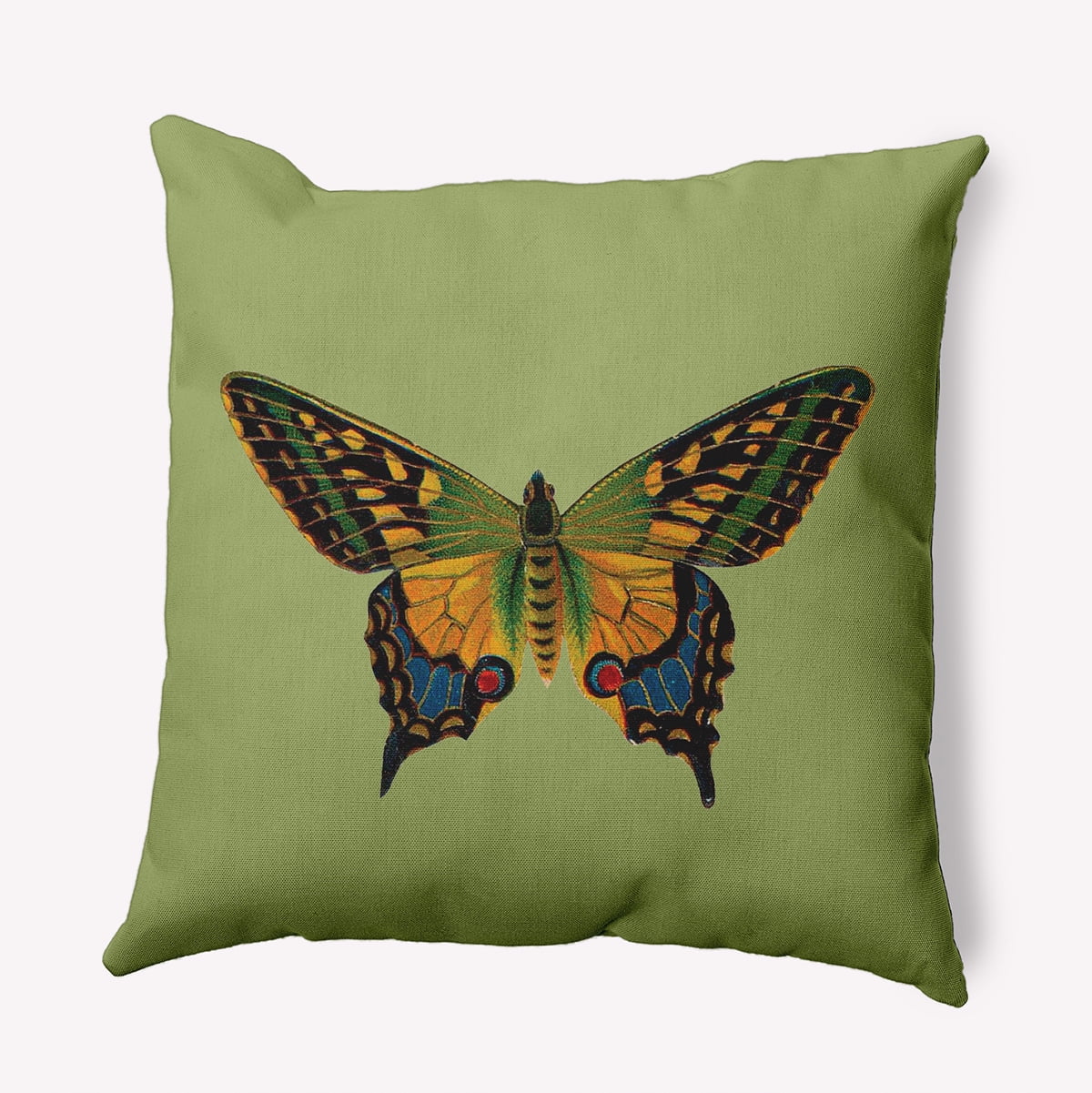 18" x 18" Simply Daisy Colorful Swallowtail Indoor/Outdoor Pillow, Apple Green Qty 1