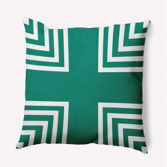 18" x 18" Simply Daisy Corner Stripes Indoor/Outdoor Pillow, Kelly Green Qty 1