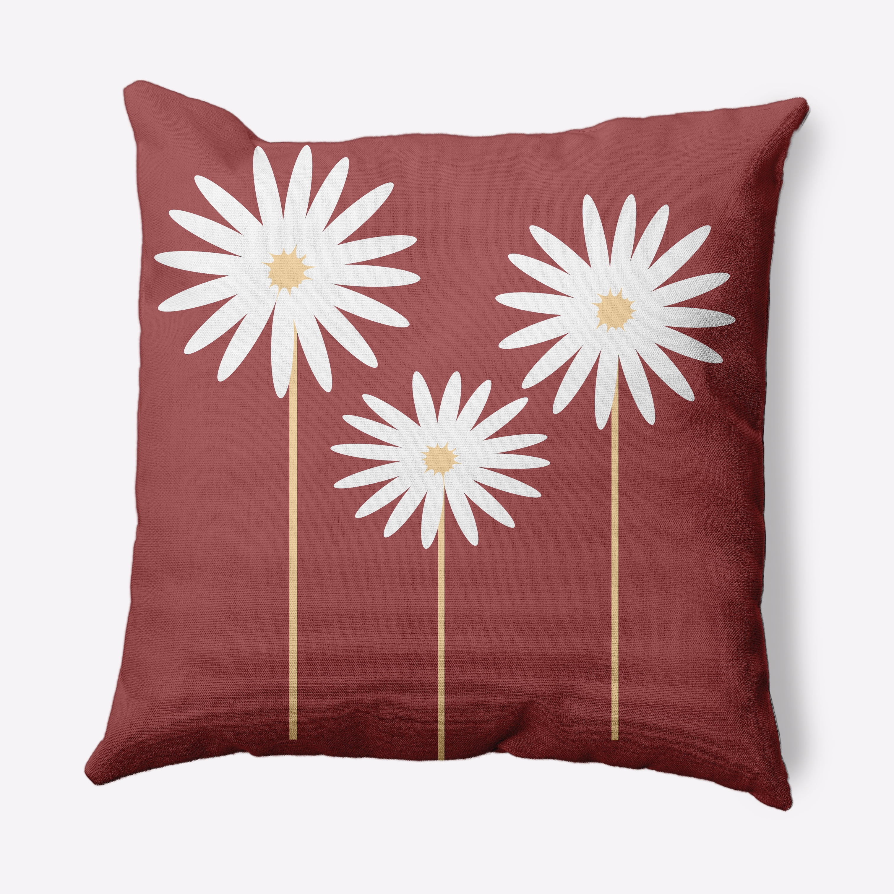 18" x 18" Ligonberry Red Cotton Floral Print Decorative Throw Pillow
