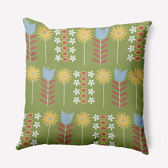 18" x 18" Simply Daisy Daisy May's Garden Indoor/Outdoor Pillow, Apple Green Qty 1