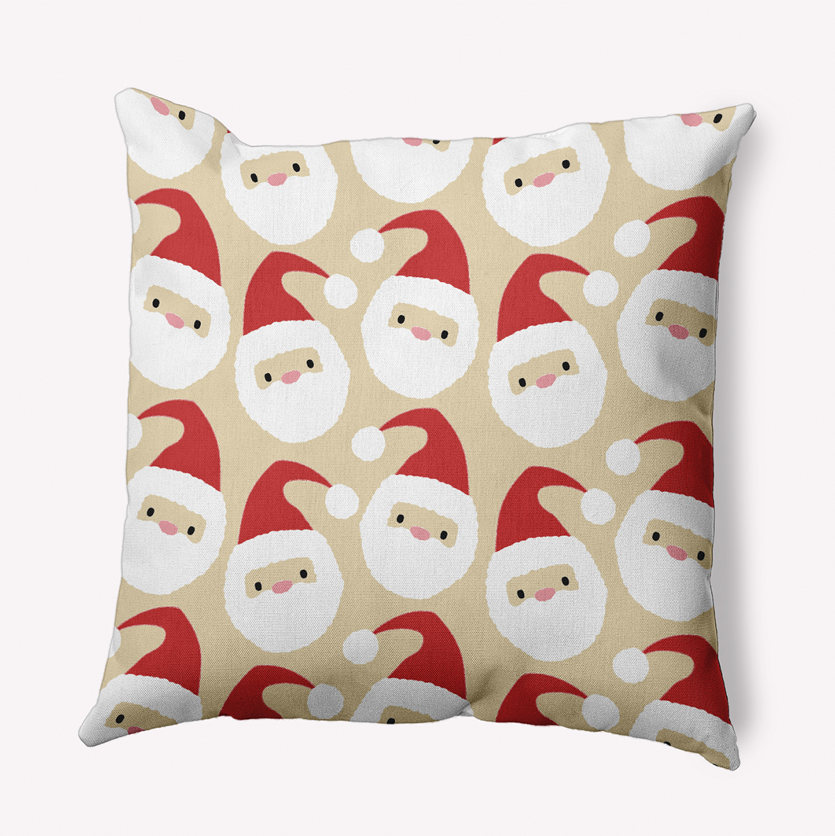 18" x 18" Simply Daisy Dancing Santas Polyester Indoor/Outdoor Pillow, Berry Red Qty 1