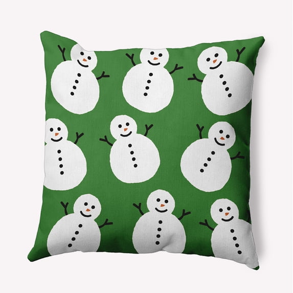 18" x 18" Simply Daisy Dancing Snowmen Polyester Accent Pillow, Leaf Green Qty 1