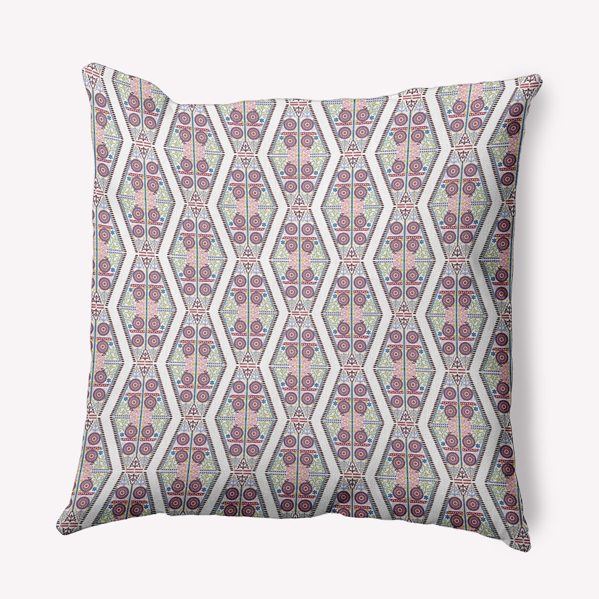 18" x 18" Simply Daisy Detailed Geo Polyester Indoor/Outdoor Pillow, Muted Purple Qty 1