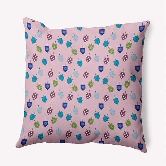 18" x 18" Simply Daisy Dreidel Pattern Polyester Indoor/Outdoor Pillow, Light Pink Qty 1