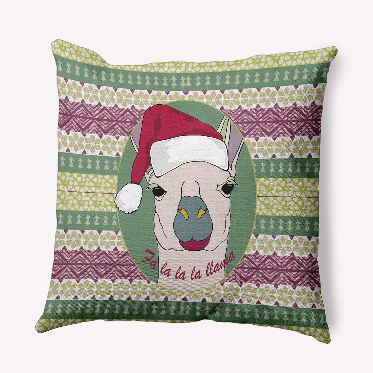 18" x 18" Simply Daisy Fa La Llama Polyester Accent Pillow, Succulent Green Qty 1