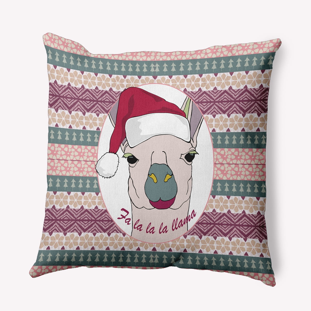 18" x 18" Simply Daisy Fa La Llama Polyester Accent Pillow, White-Multi Qty 1