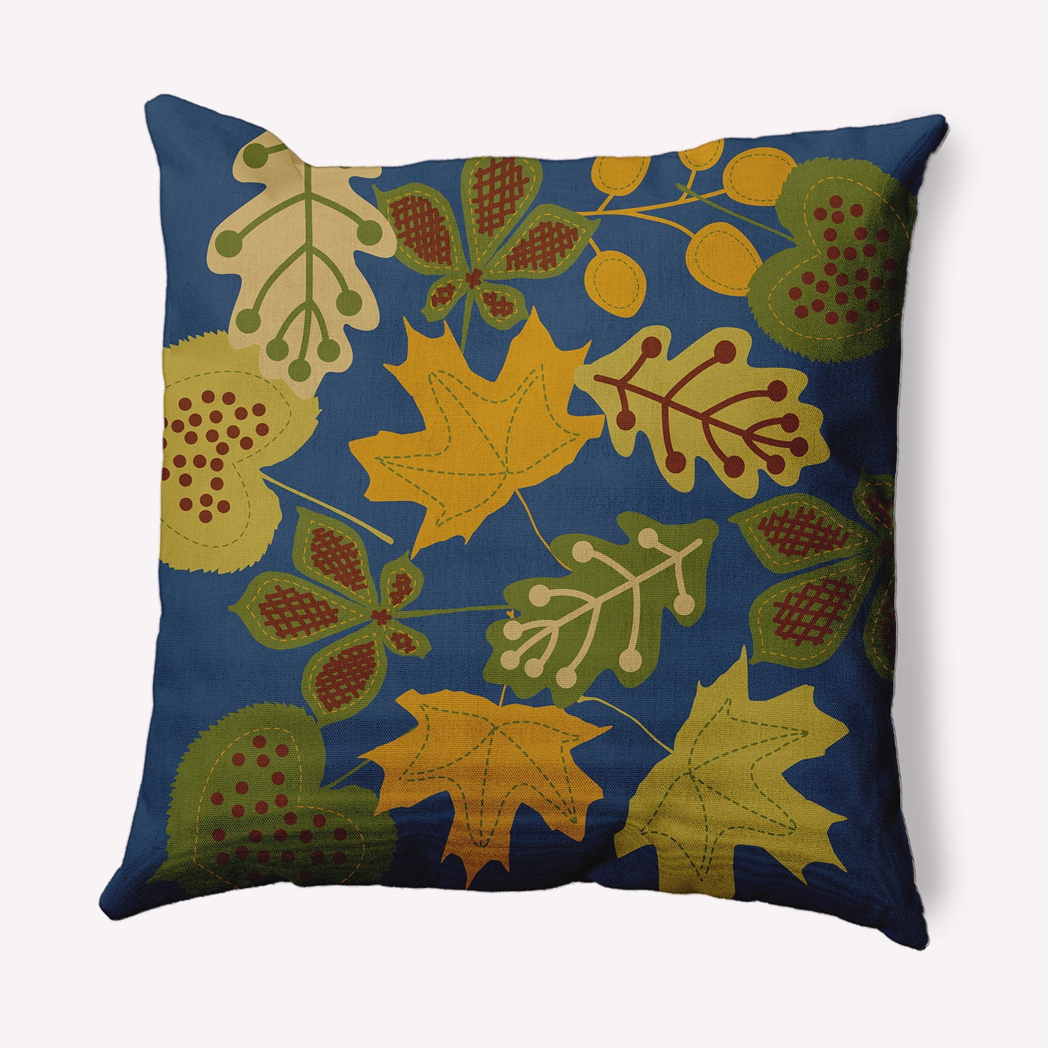 18" x 18" Simply Daisy Fall Leaves Polyester Indoor/Outdoor Pillow, Blue Qty 1
