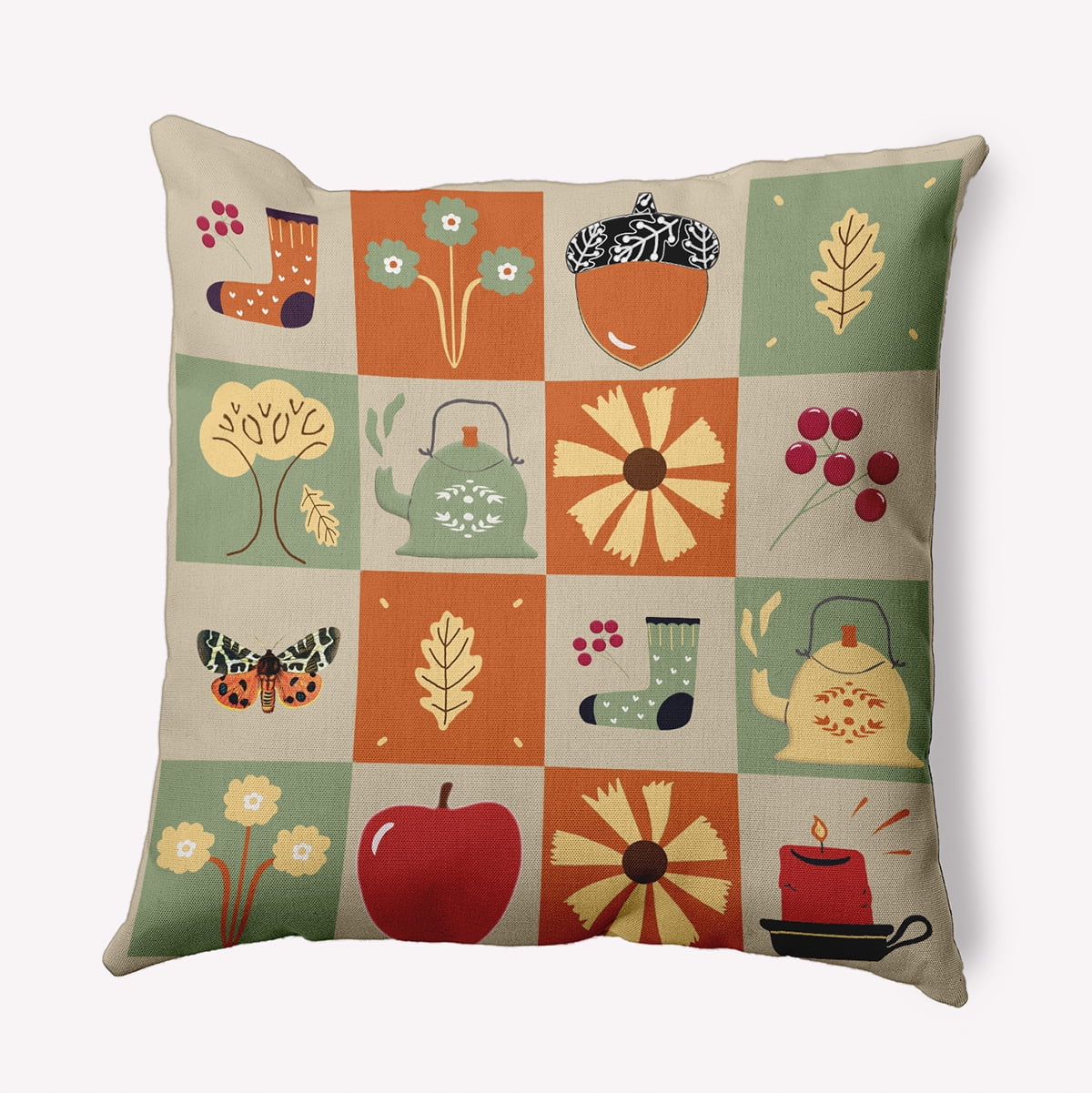 18" x 18" Simply Daisy Fall Windows Polyester Accent Pillow, Creme Brulee Qty 1