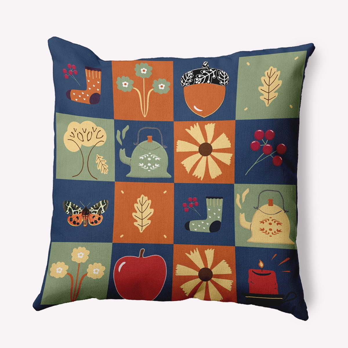 18" x 18" Simply Daisy Fall Windows Polyester Indoor/Outdoor Pillow, Navy Qty 1