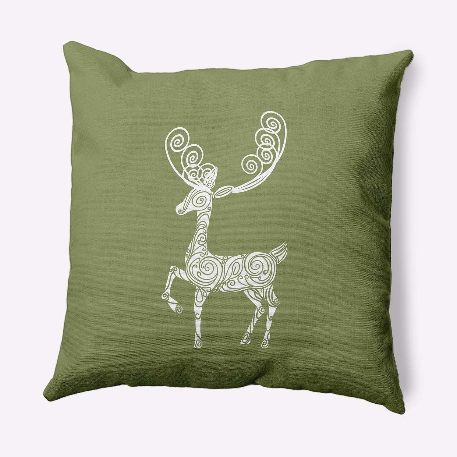 18" x 18" Simply Daisy Fancy Holiday Reindeer Polyester Accent Pillow, Sage Green (1 Count)