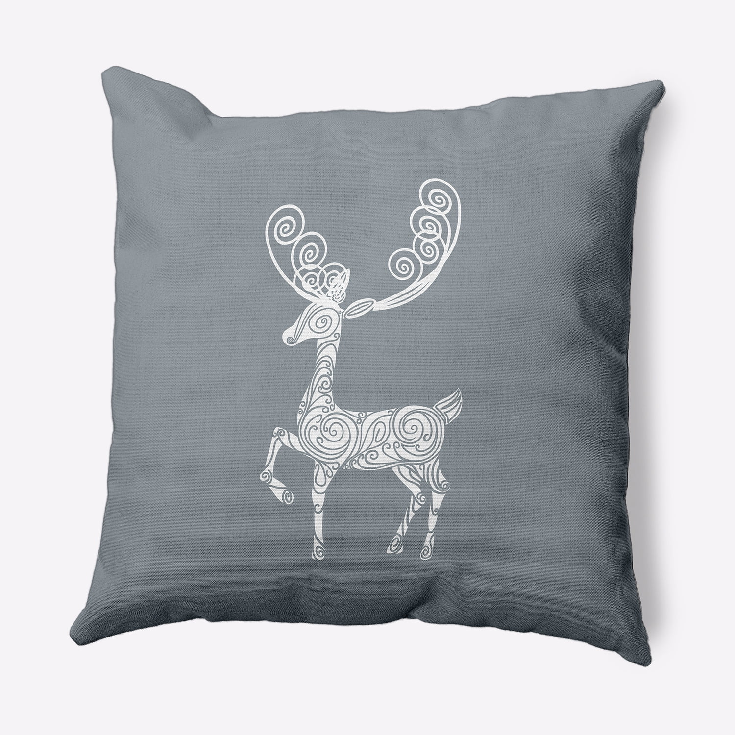 18" x 18" Simply Daisy Fancy Holiday Reindeer Polyester Indoor/Outdoor Pillow, Dusty Grey (1 Count)