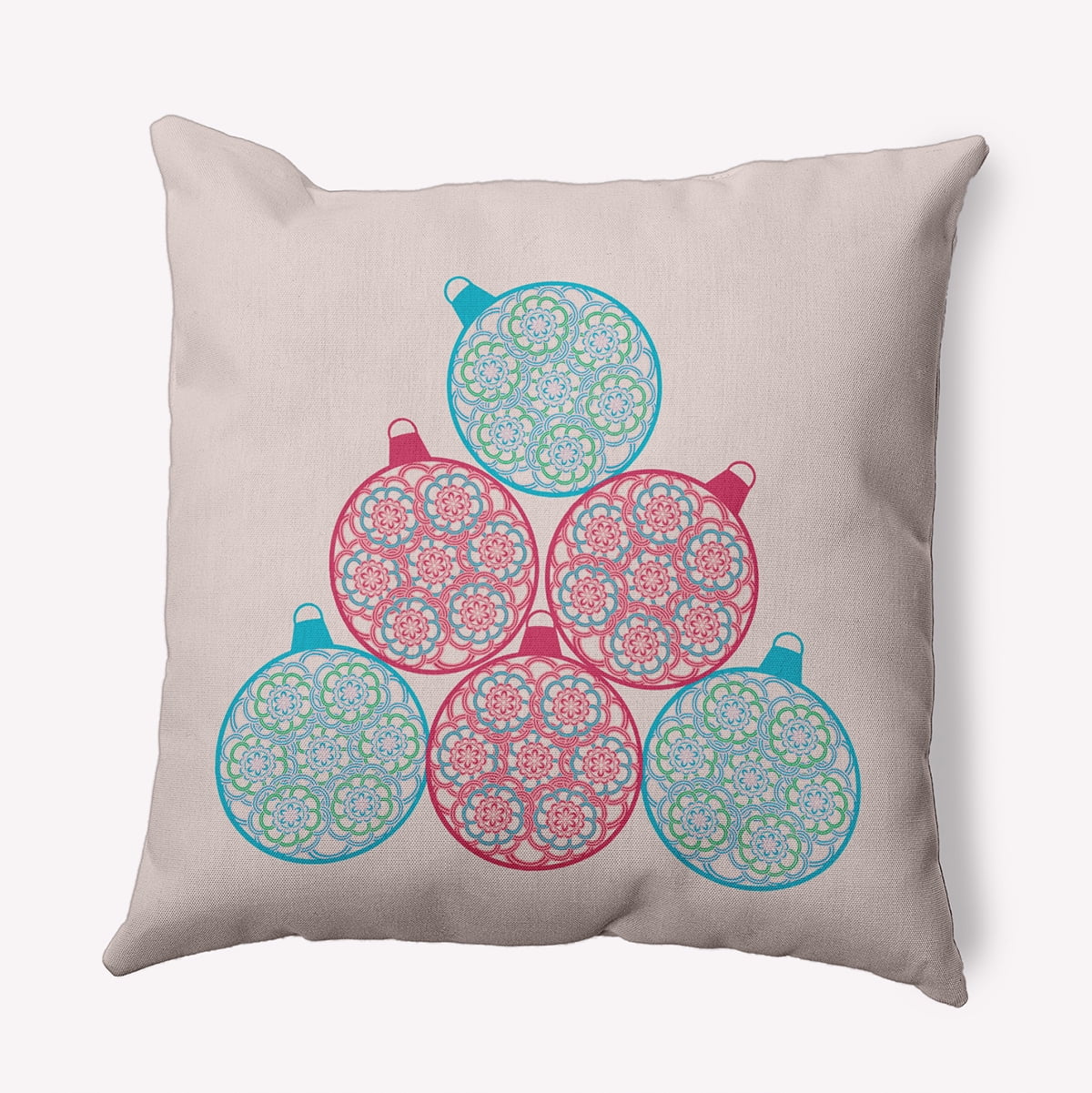 18" x 18" Simply Daisy Fancy Ornament Stack Polyester Indoor/Outdoor Pillow, Light Pink Qty 1