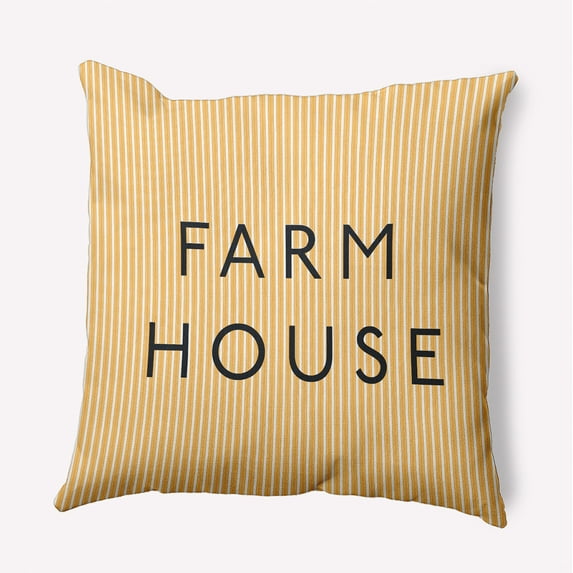18" x 18" Simply Daisy Farmhouse Ticking Indoor/Outdoor Pillow, Egg Yolk Yellow Qty 1