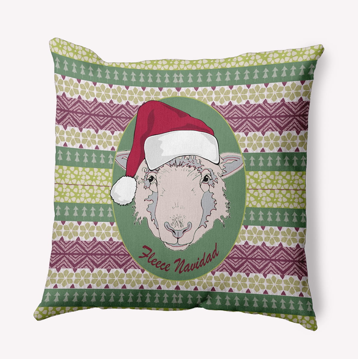 18" x 18" Simply Daisy Fleece Navidad Polyester Accent Pillow, Succulent Green Qty 1