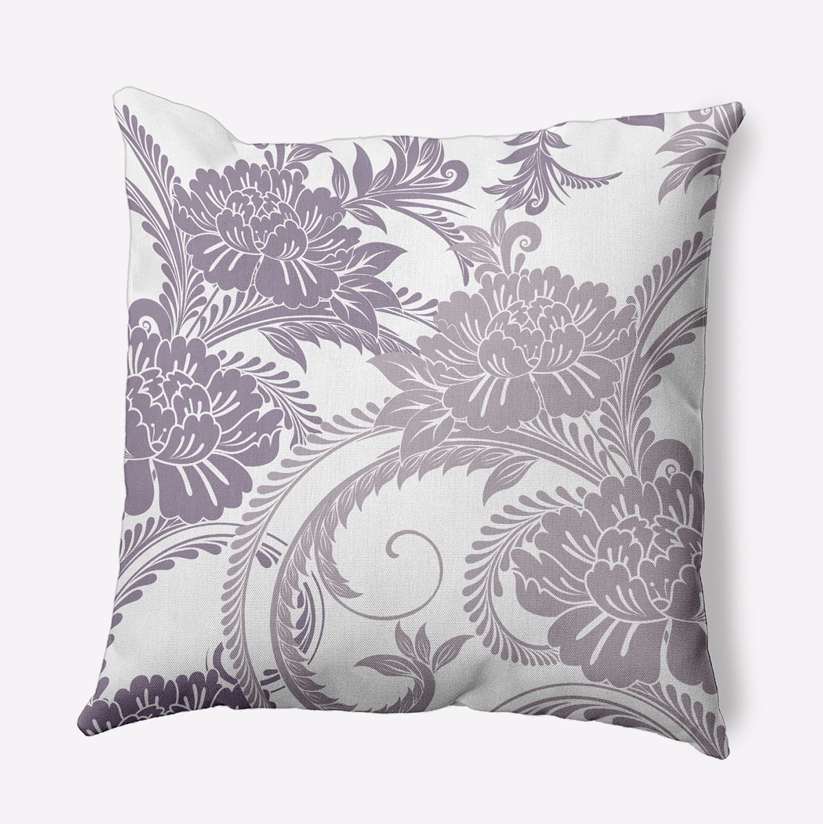 18" x 18" Purple and White Floral Polyester Throw Pillow