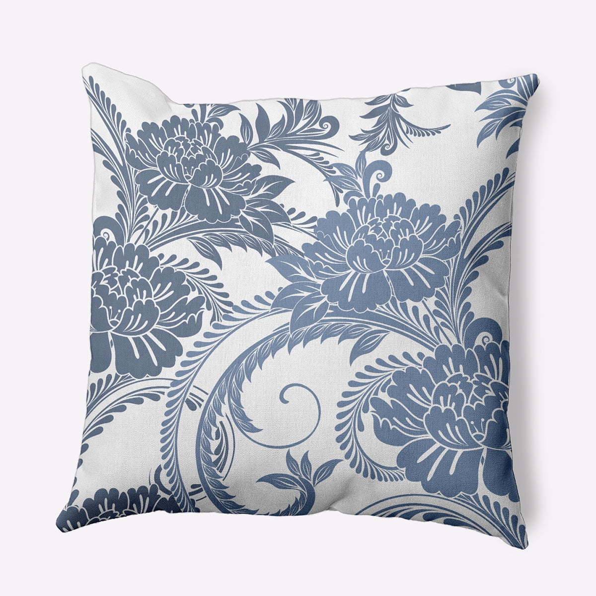 18" x 18" Simply Daisy Flower Flourish Indoor/Outdoor Polyester Throw Pillow, Navy