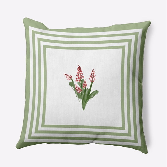 18" x 18" Simply Daisy Framed Bouquets Polyester Indoor/Outdoor Pillow, Fresh Green Qty 1
