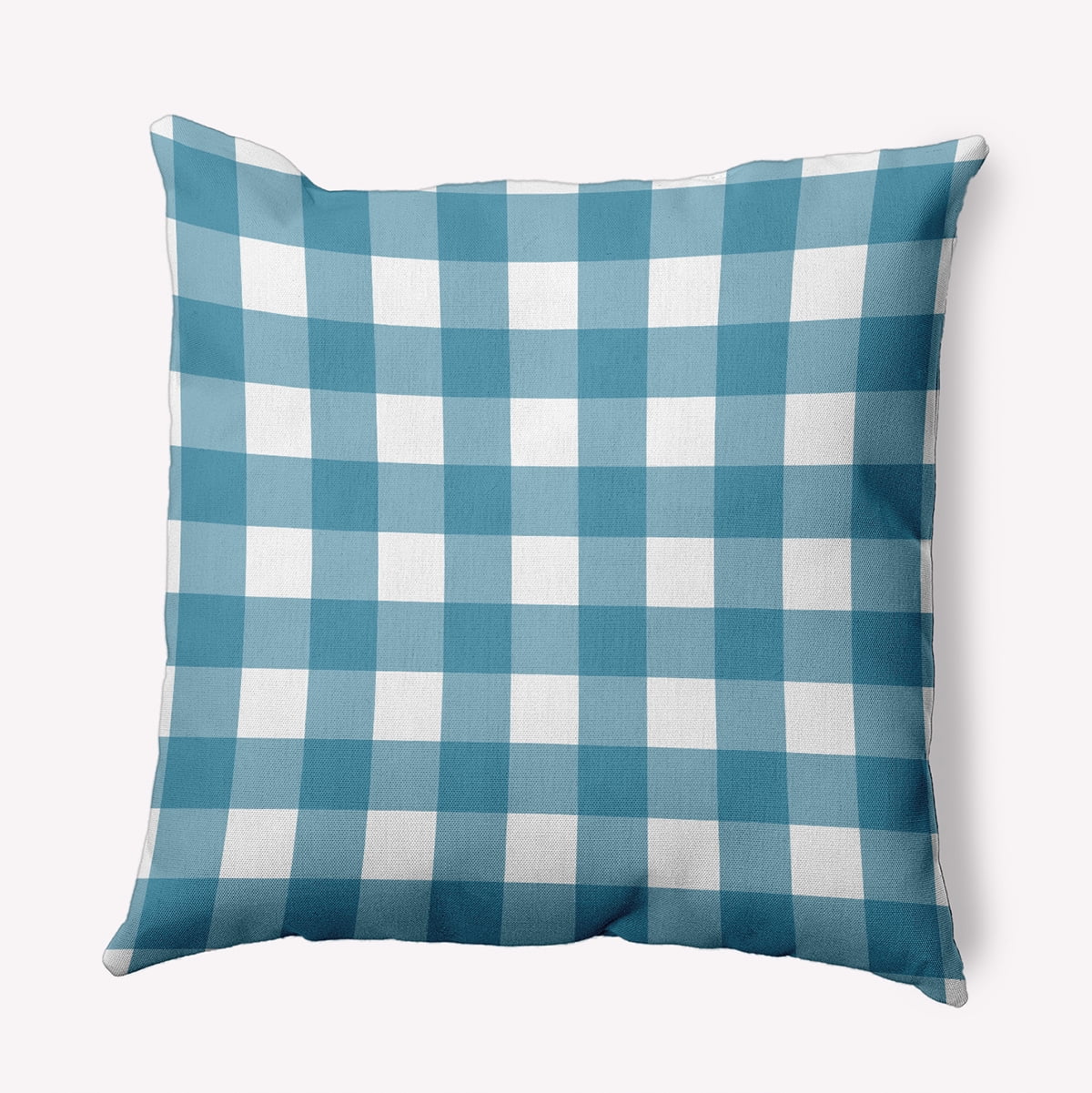18" x 18" Simply Daisy Gingham Plaid Polyester Accent Pillow, Unreal Teal Qty 1