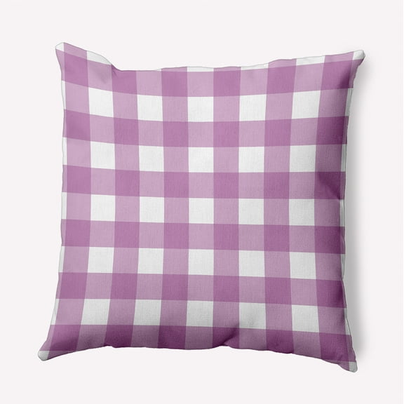 18" x 18" Simply Daisy Gingham Plaid Polyester Indoor/Outdoor Pillow, Orchid Qty 1