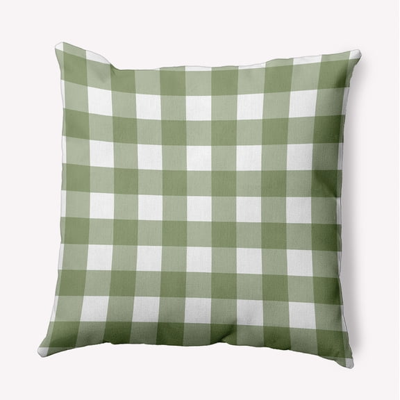 18" x 18" Simply Daisy Gingham Plaid Polyester Indoor/Outdoor Pillow, Scallion Qty 1