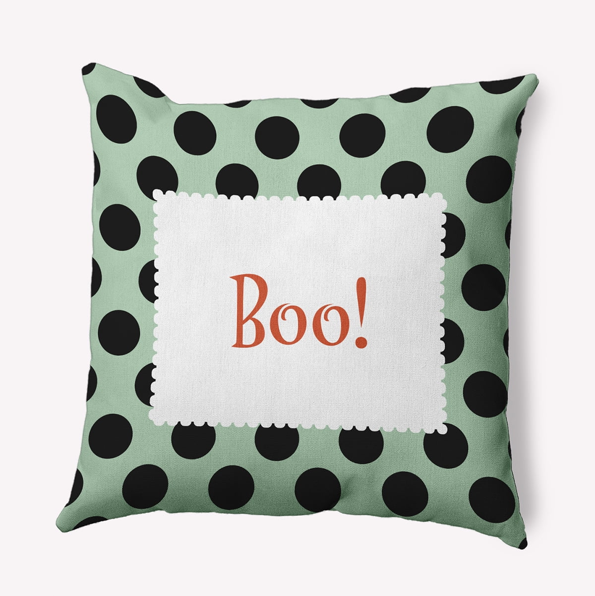 18" x 18" Simply Daisy Halloween Boo Dots Polyester Indoor/Outdoor Pillow, Mint Green Qty 1
