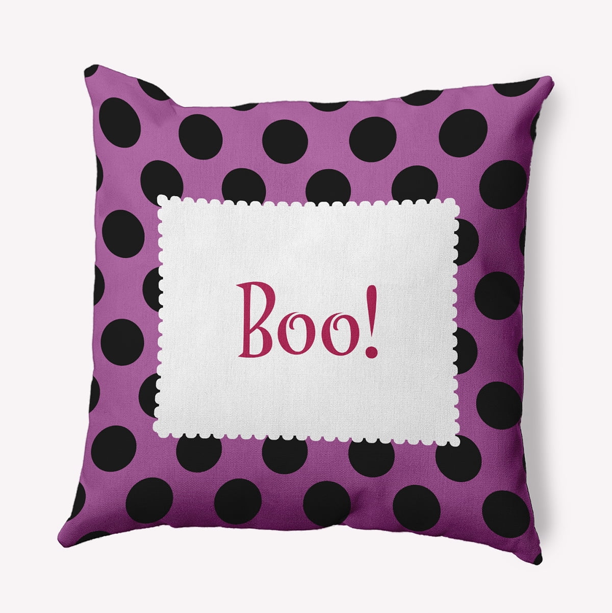 18" x 18" Simply Daisy Halloween Boo Dots Polyester Indoor/Outdoor Pillow, Orchid Qty 1