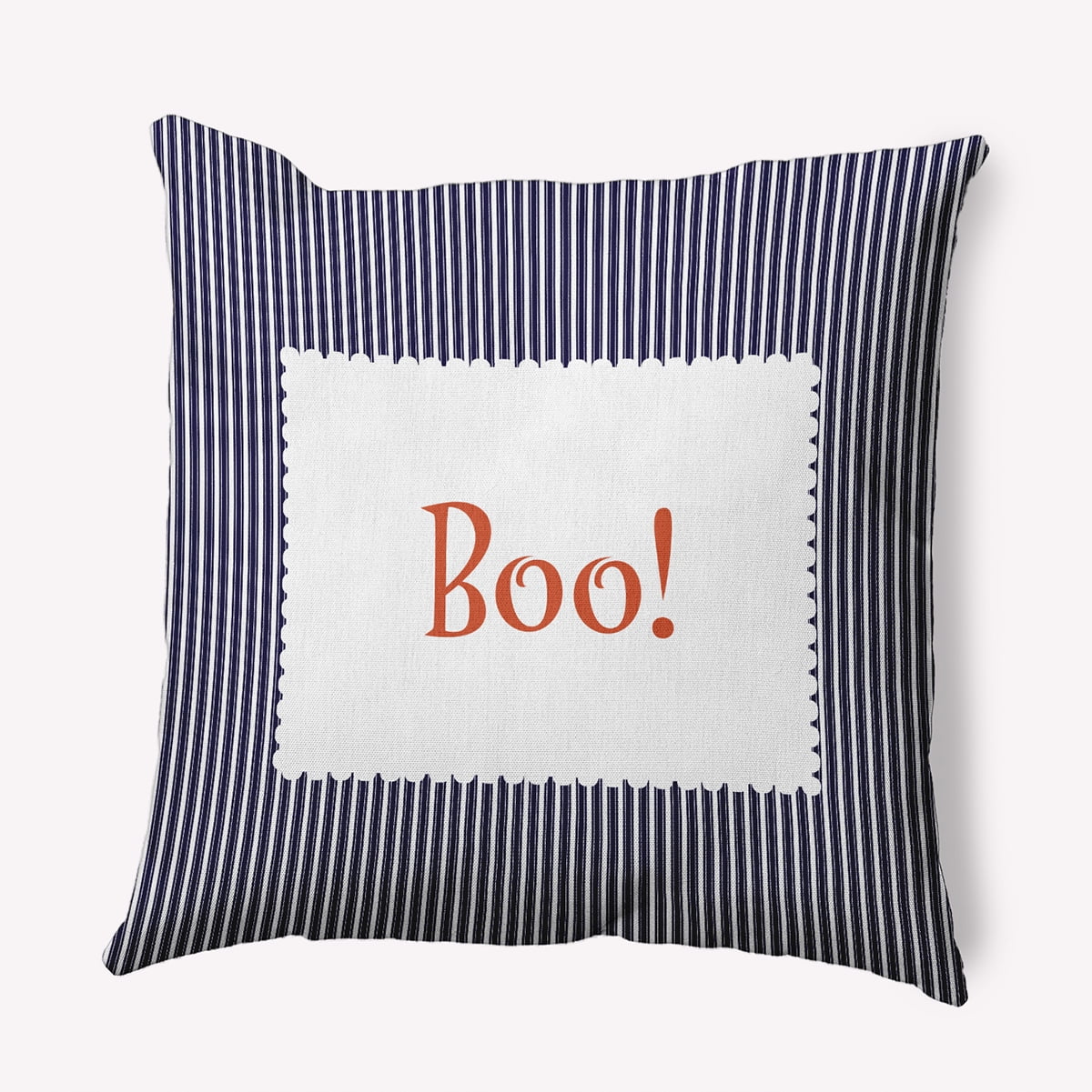 18" x 18" Simply Daisy Halloween Boo Ticking Polyester Indoor/Outdoor Pillow, Navy Qty 1